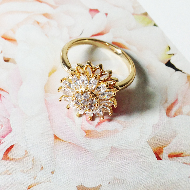 Rotatable Sunflower Rings Anti Stress Anxiety Fidget Adjustable Open Rings